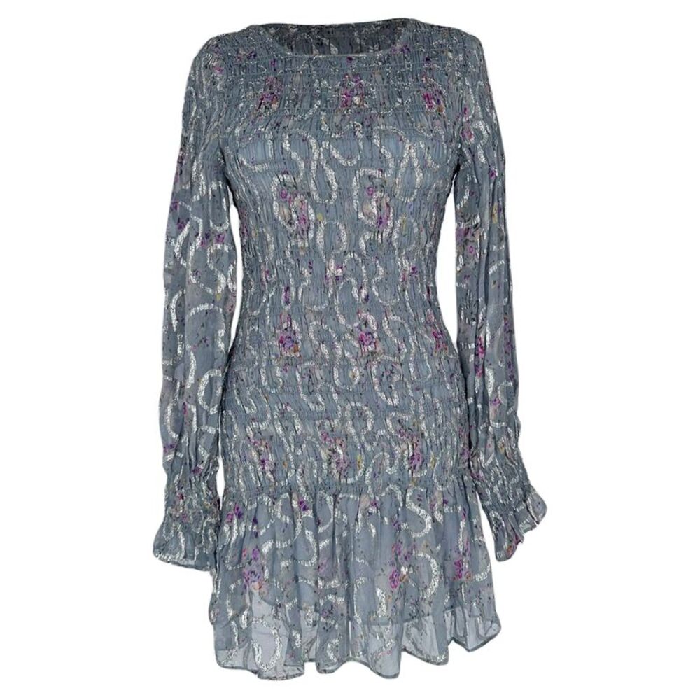 LoveShackFancy Scarlett Smocked Mini Dress in Multicolor Silk